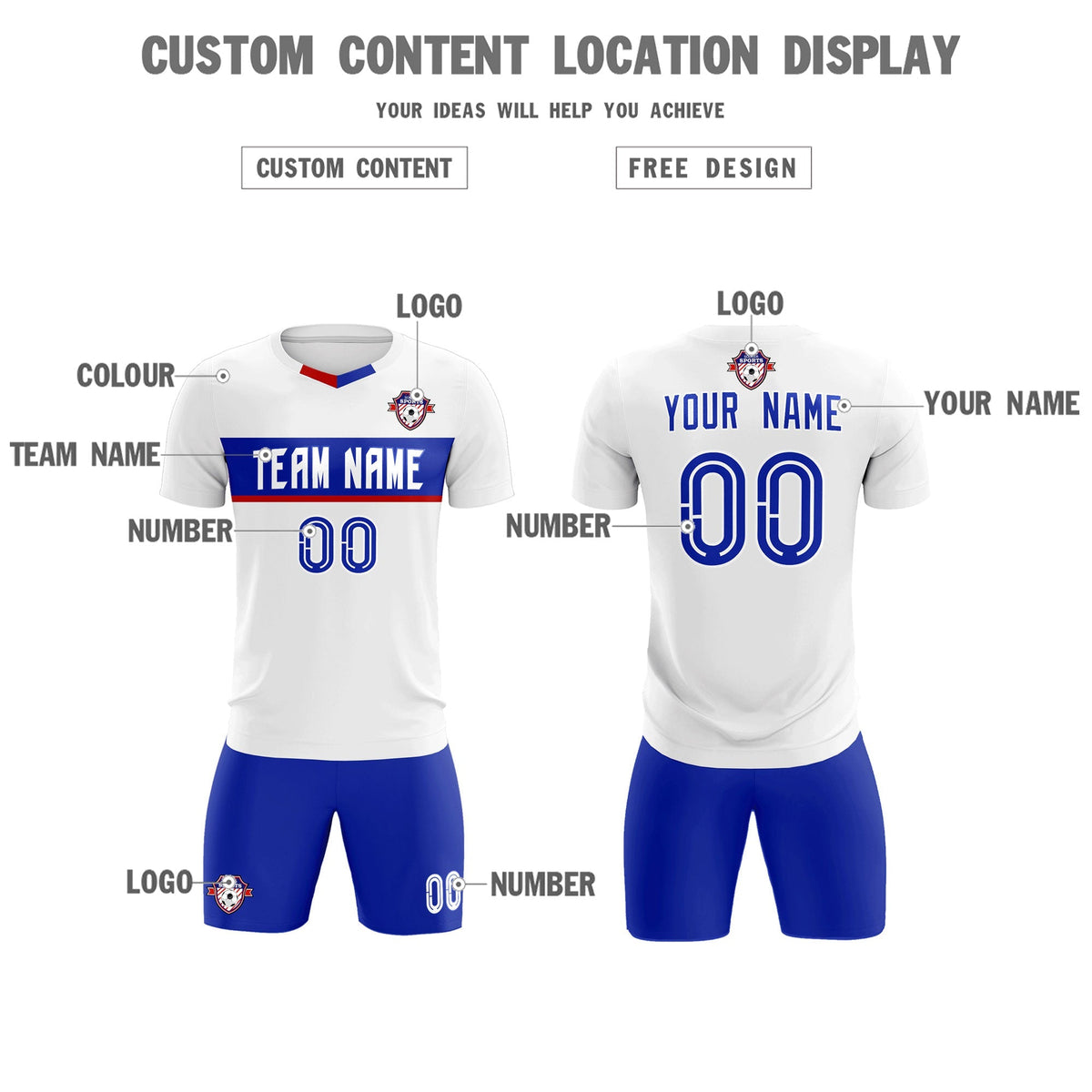Custom White Classic Sports Sets Soccer Shirt Jersey