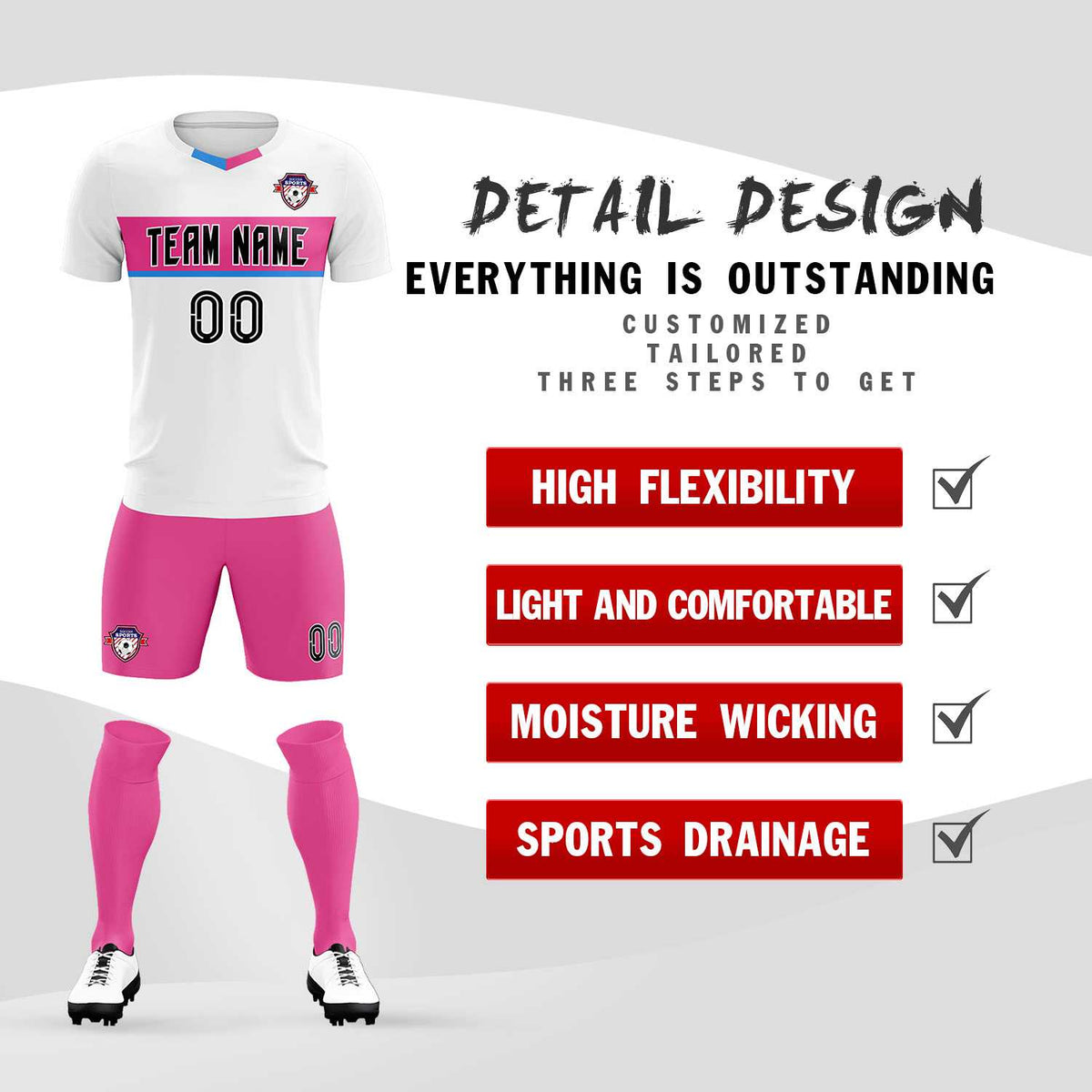 Custom White Classic Sports Sets Soccer Shirt Jersey