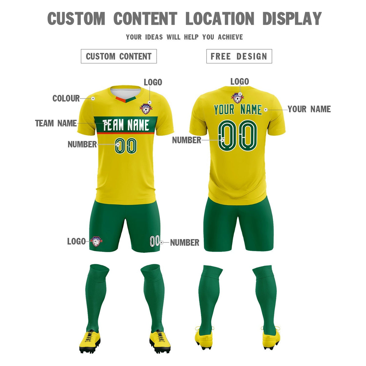 Custom Gold Classic Sports kit Football Shirt Jersey
