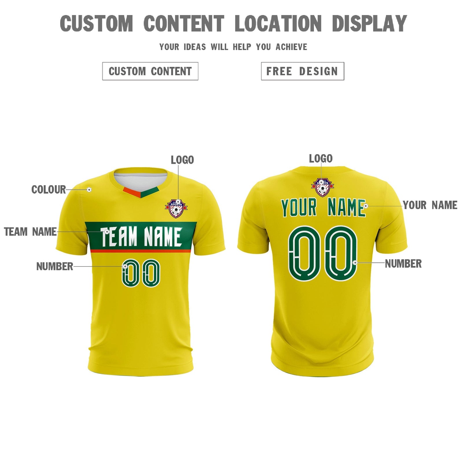 Custom Gold Classic Sports kit Football Shirt Jersey