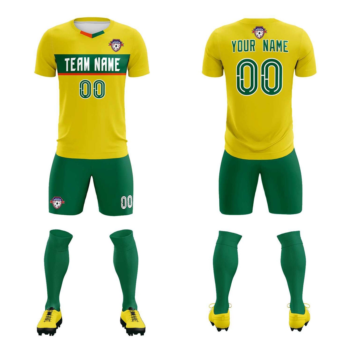 Custom Gold Classic Sports Sets Soccer Shirt Jersey
