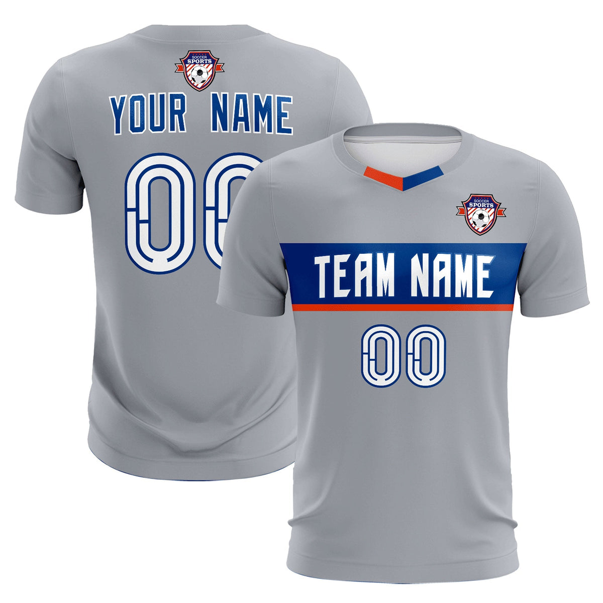 Custom Gray Classic Sports Sets Soccer Shirt Jersey