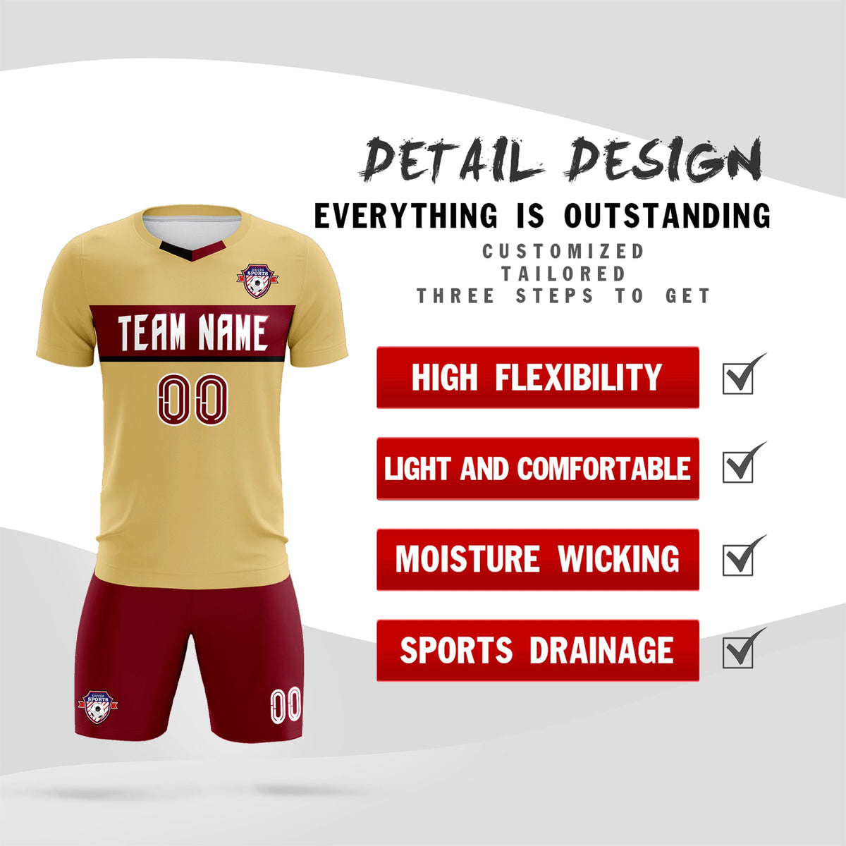 Custom Khaki Classic Sports kit Football Shirt Jersey