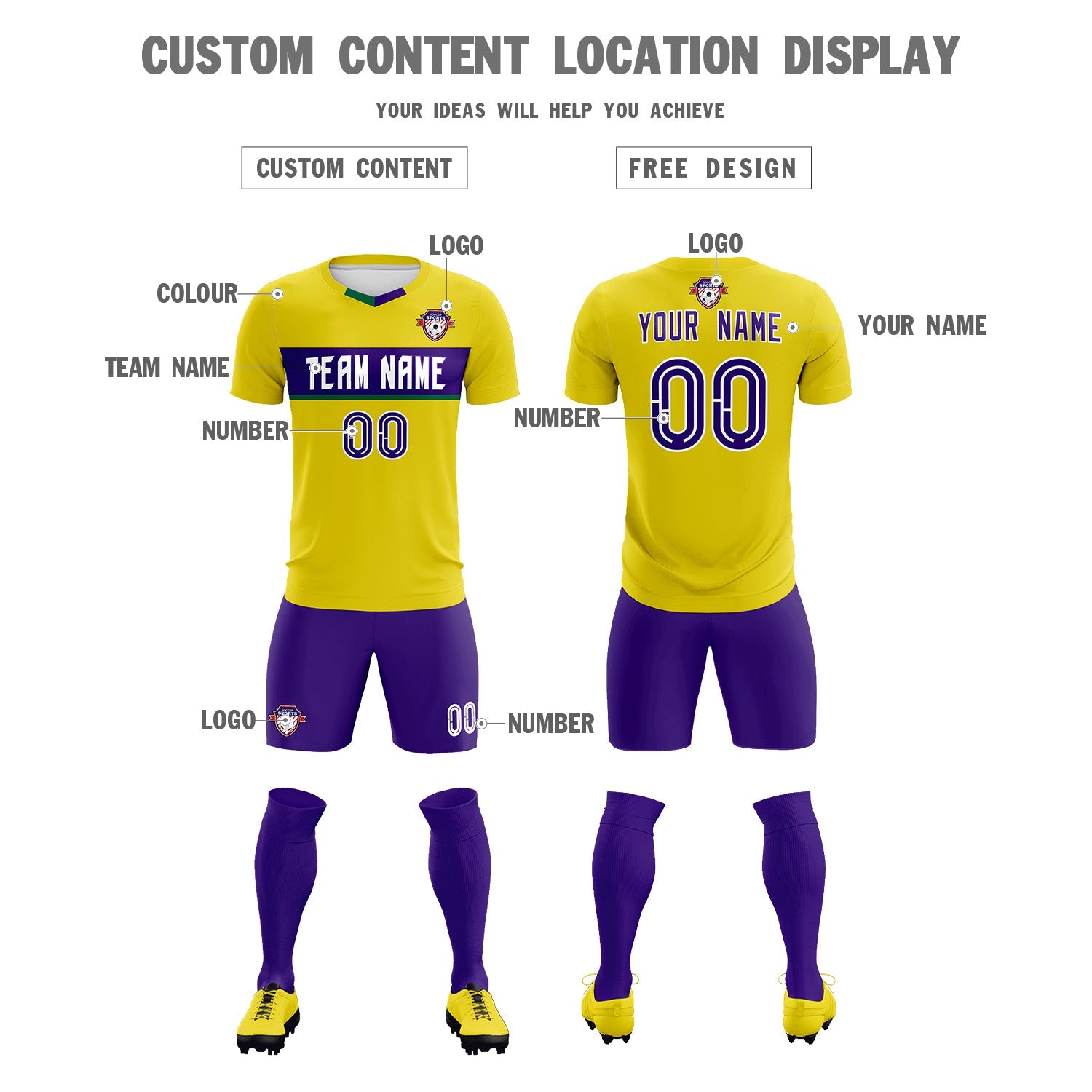 Custom Gold Classic Sports kit Football Shirt Jersey