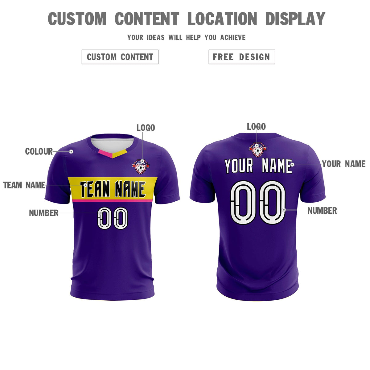 Custom Purple Classic Sports Sets Soccer Shirt Jersey