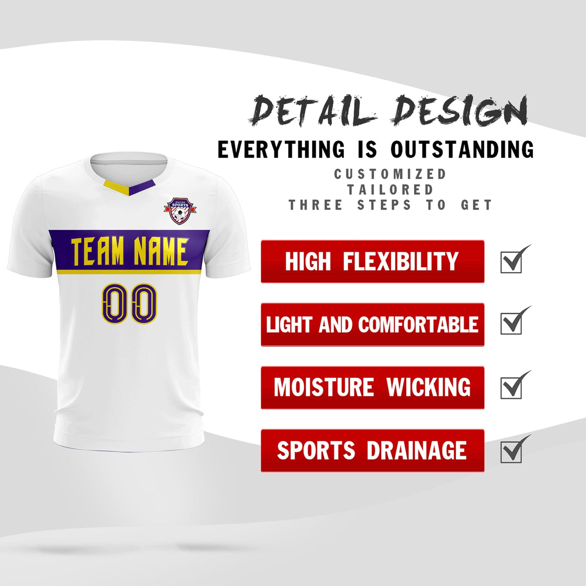 Custom White Classic Sports Sets Soccer Shirt Jersey