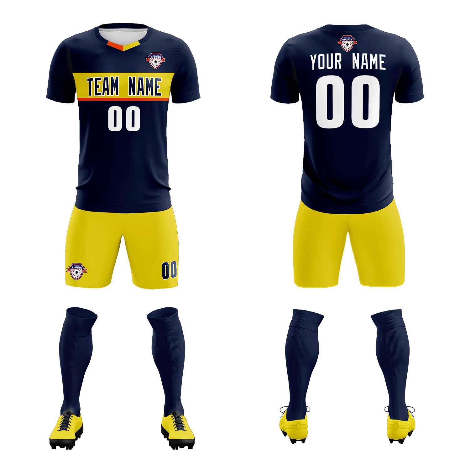 Custom Navy Classic Sports kit Football Shirt Jersey