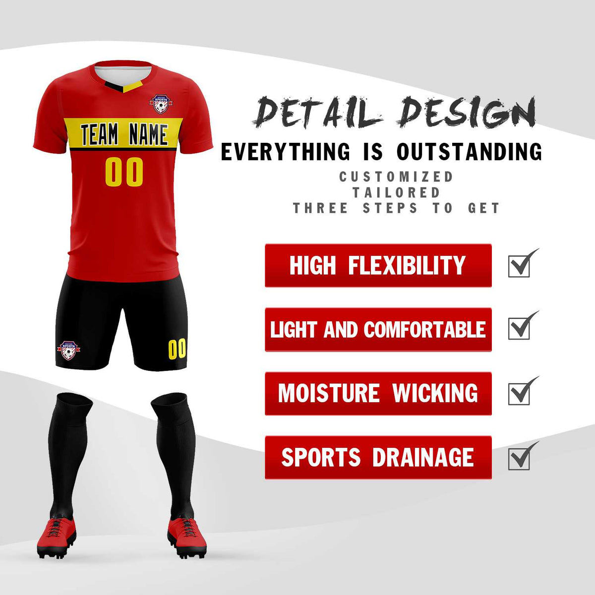 Custom Red Classic Sports kit Football Shirt Jersey