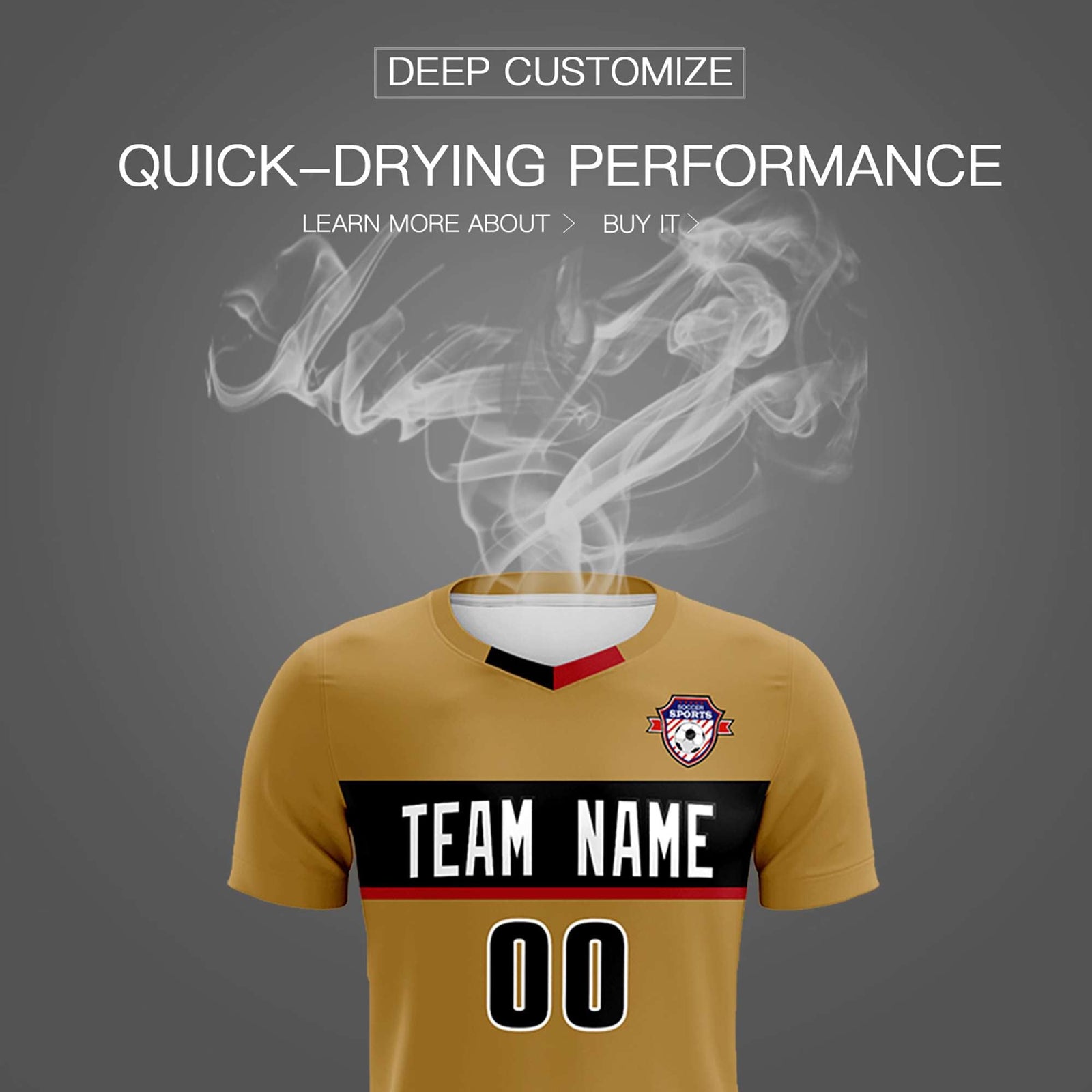 Custom Old Gold Classic Sports Sets Soccer Shirt Jersey