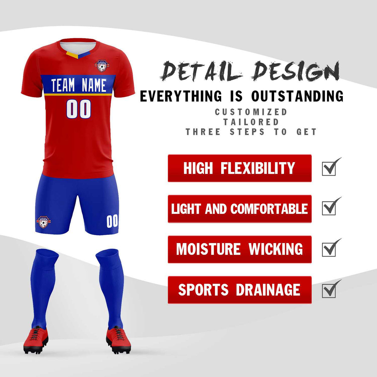 Custom Red Classic Sports kit Football Shirt Jersey