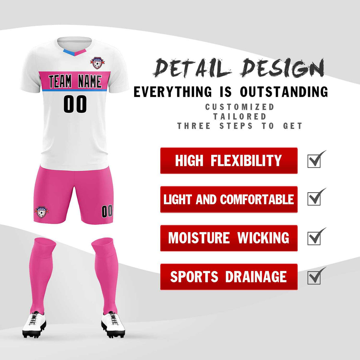 Custom White Classic Sports Sets Soccer Shirt Jersey