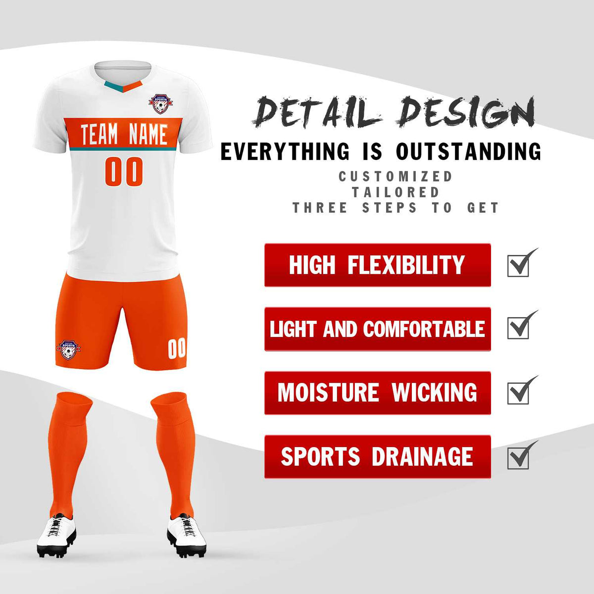 Custom White Classic Sports Sets Soccer Shirt Jersey