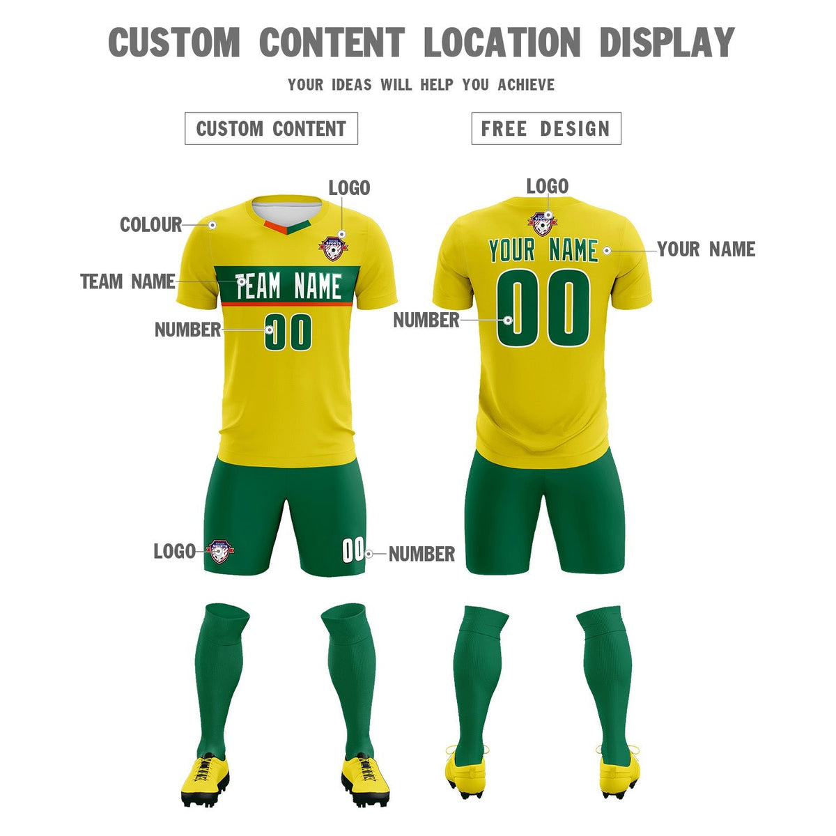 Custom Gold Classic Sports kit Football Shirt Jersey