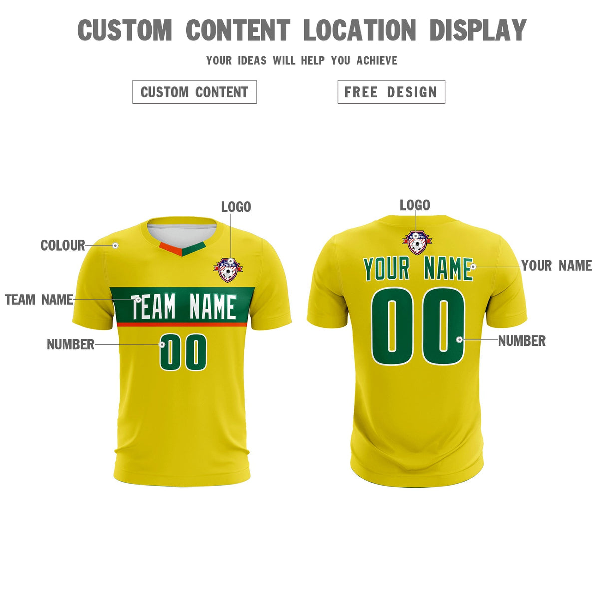 Custom Gold Classic Sports kit Football Shirt Jersey