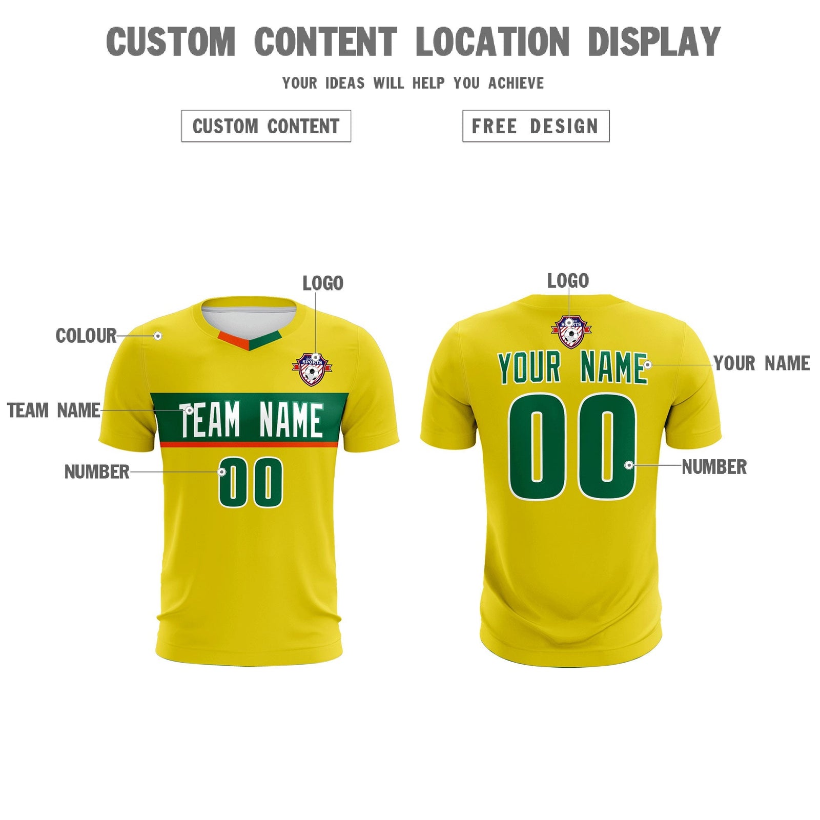 Custom Gold Classic Sports kit Football Shirt Jersey