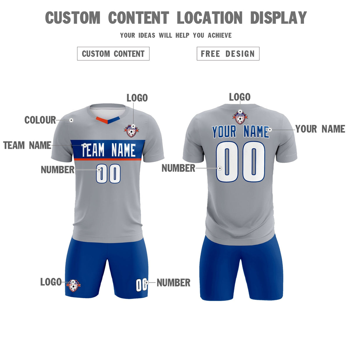 Custom Gray Classic Sports kit Football Shirt Jersey