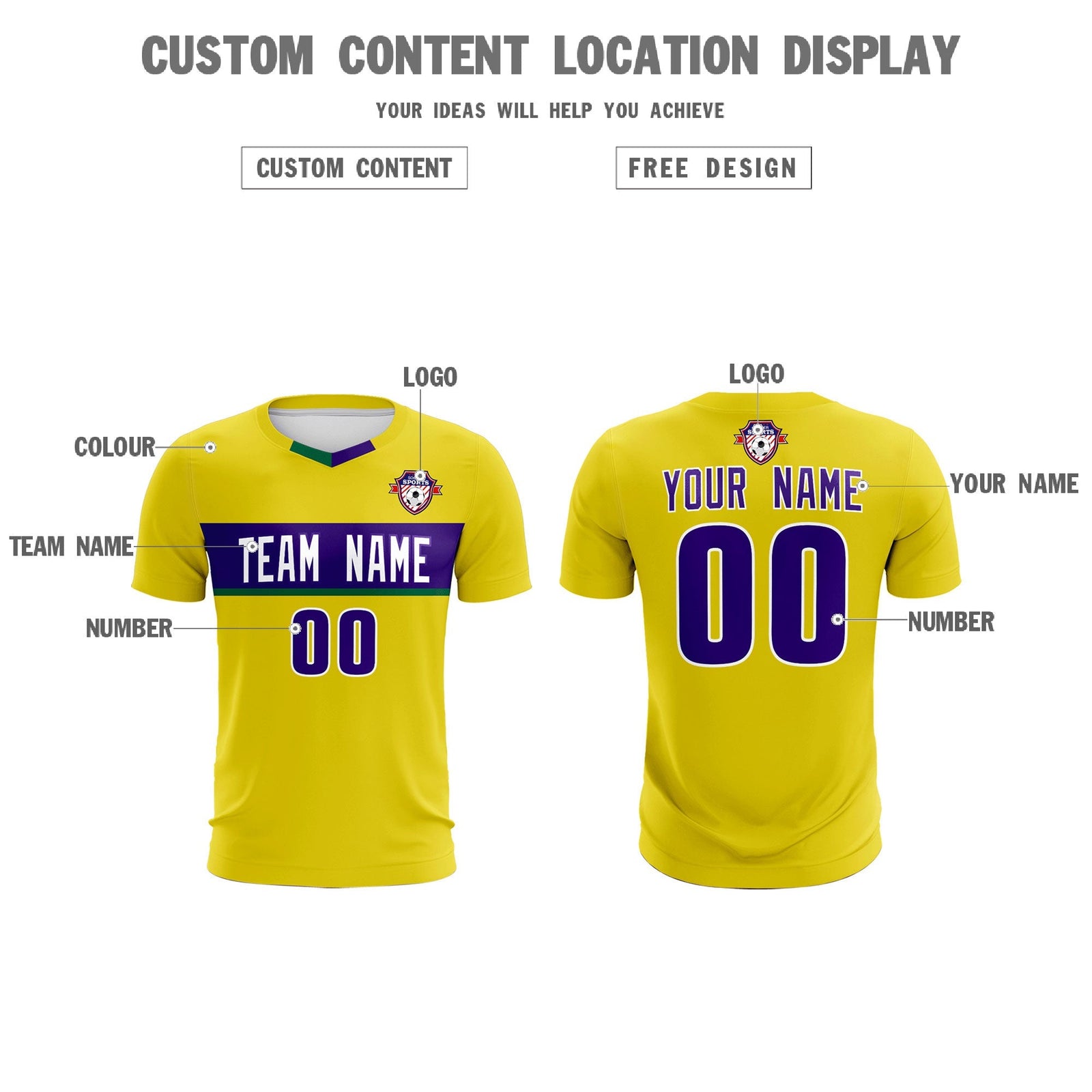 Custom Gold Classic Sports Sets Soccer Shirt Jersey