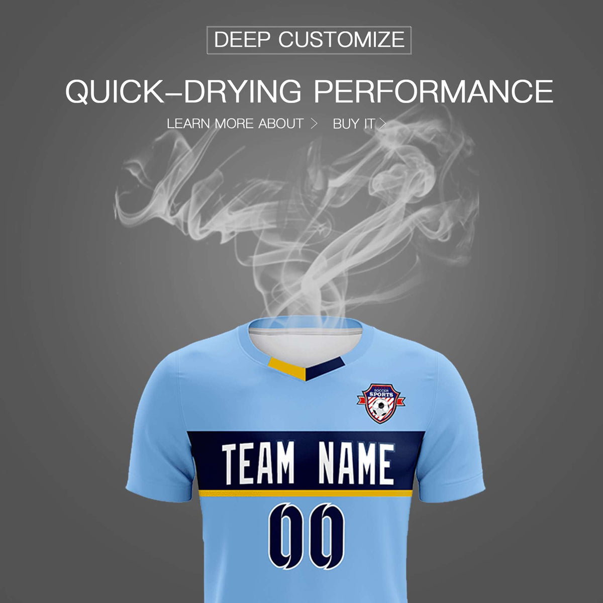 Custom Light Blue Classic Sports Sets Soccer Shirt Jersey