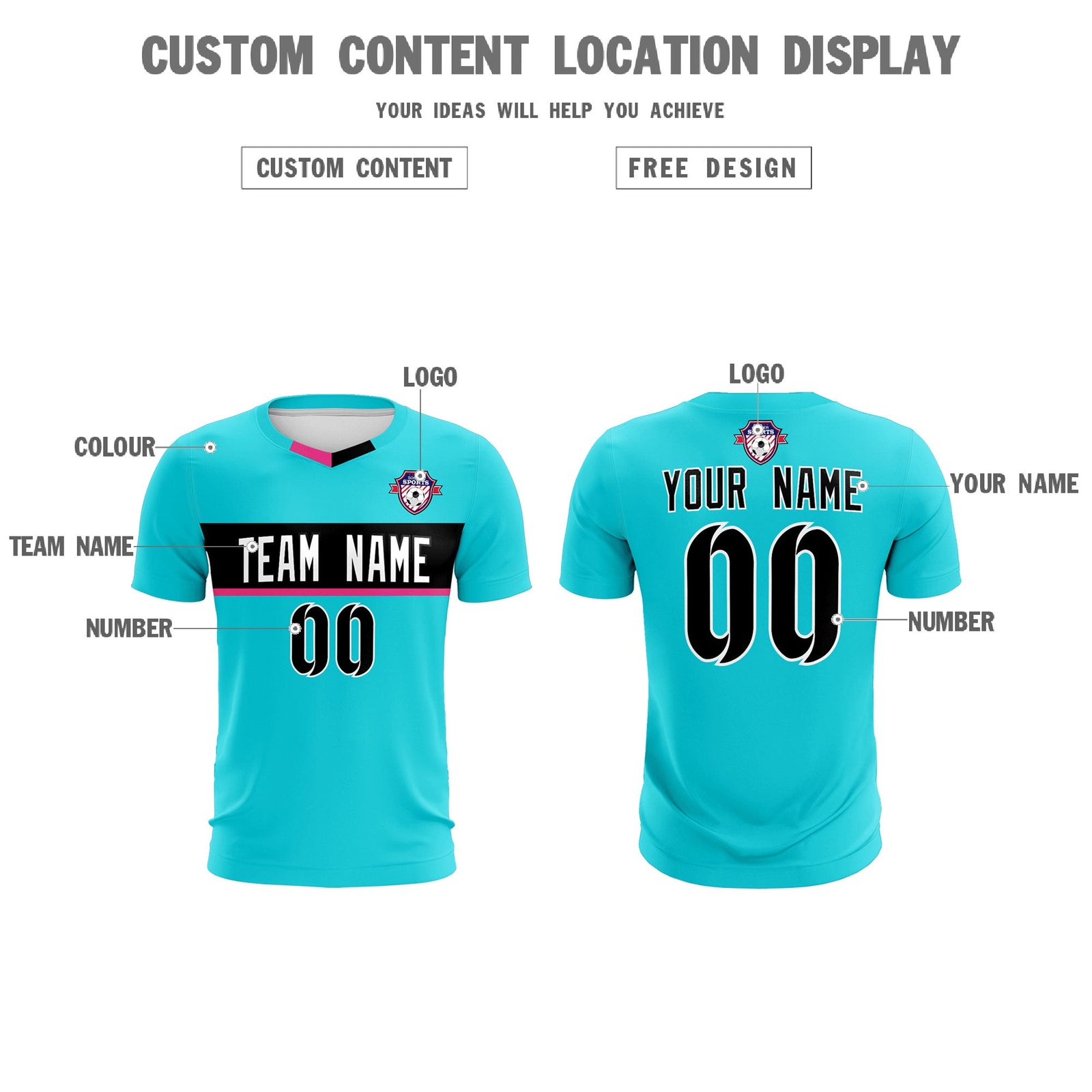 Custom Sky Blue Classic Sports kit Football Shirt Jersey