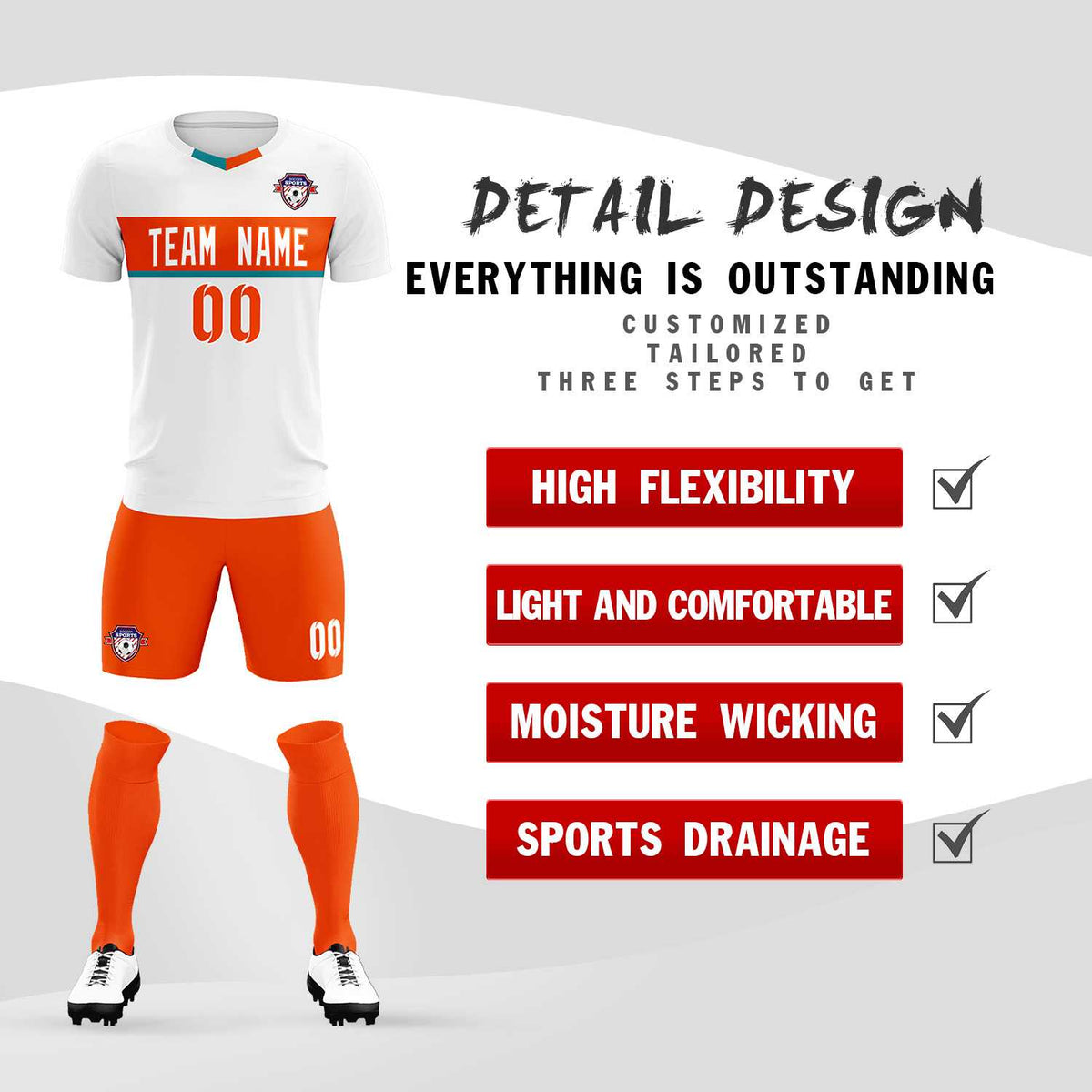 Custom White Classic Sports Sets Soccer Shirt Jersey