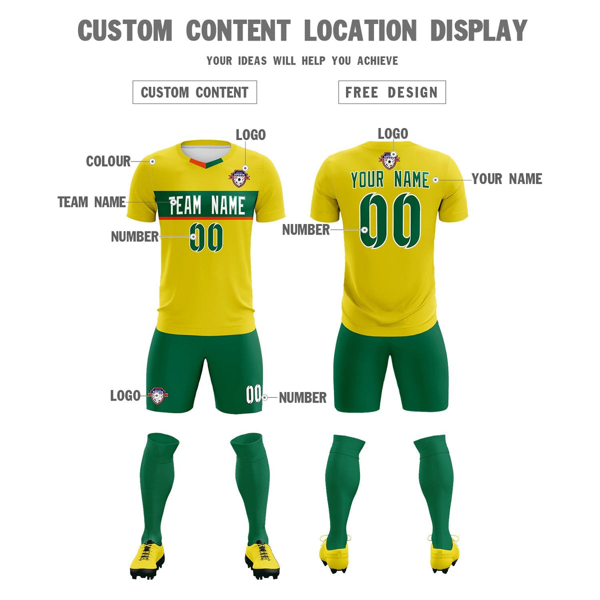 Custom Gold Classic Sports kit Football Shirt Jersey