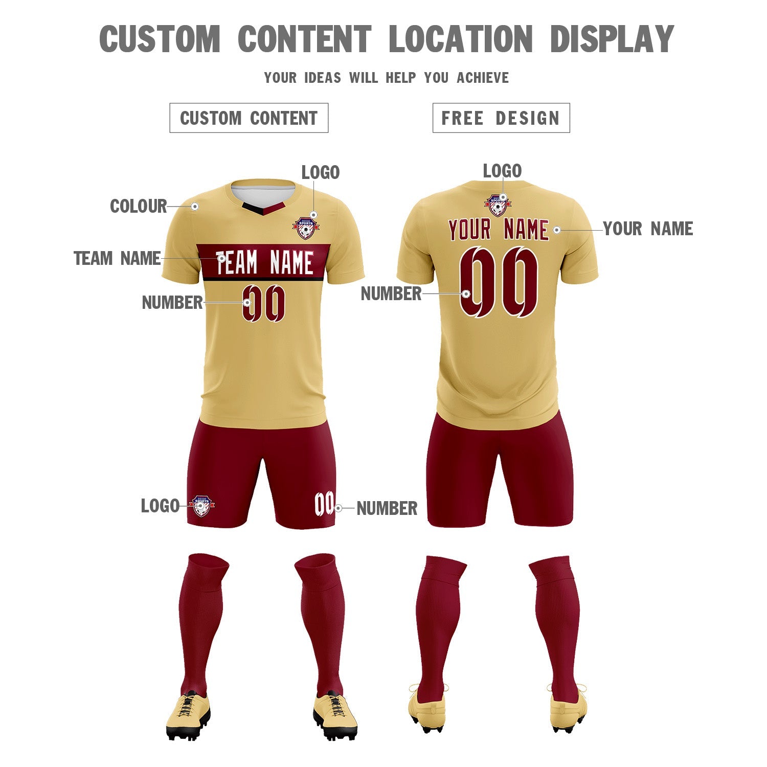 Custom Khaki Classic Sports kit Football Shirt Jersey