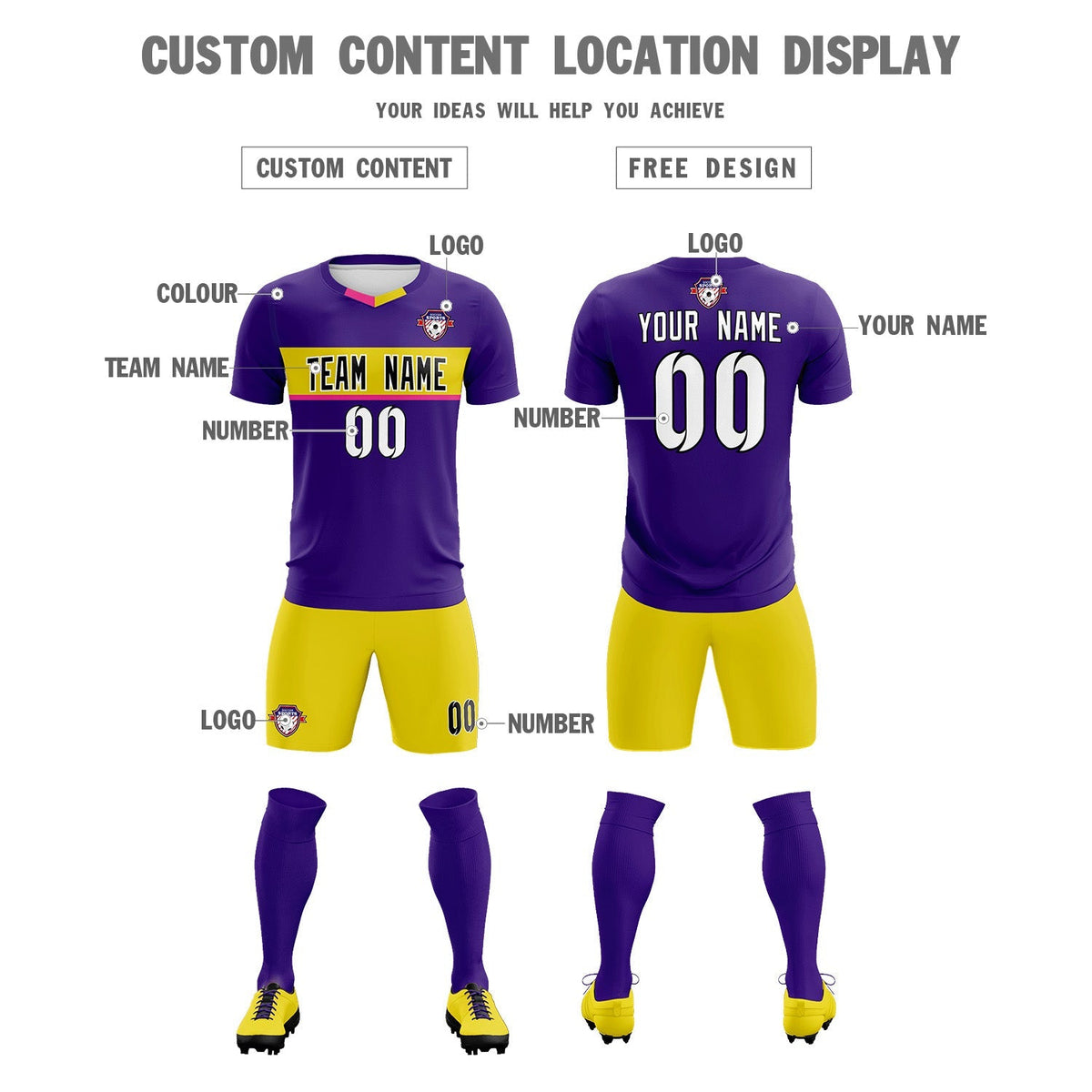 Custom Purple Classic Sports kit Football Shirt Jersey