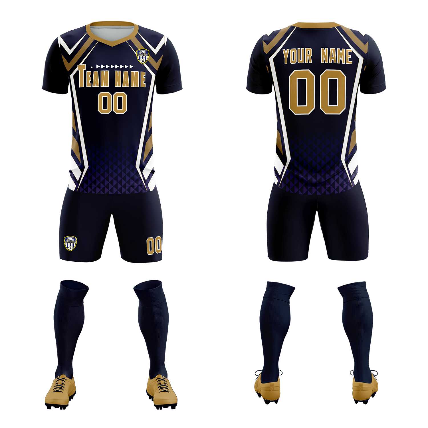 Custom Navy Abstract Breathable Soccer Tops/Sets Jersey