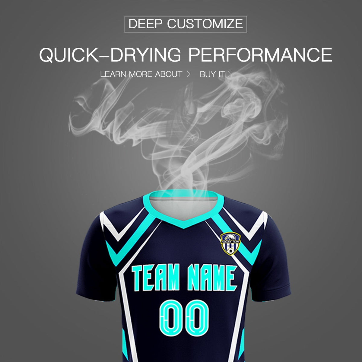 Custom Navy Abstract Breathable Soccer Tops/Sets Jersey