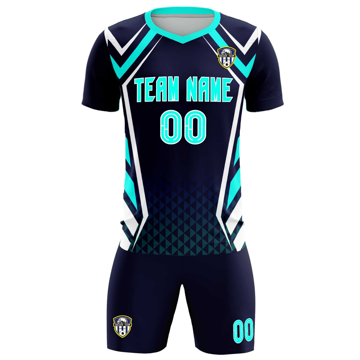 Custom Navy Abstract Breathable Soccer Tops/Sets Jersey