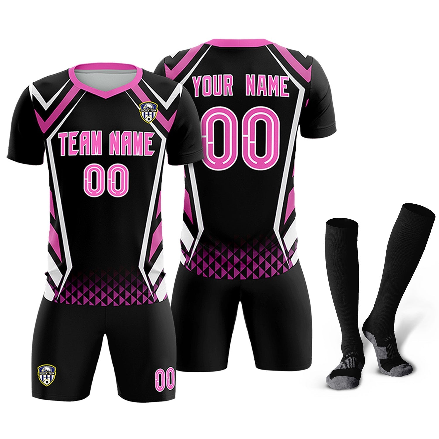 Custom Black Abstract Breathable Soccer Tops/Sets Jersey