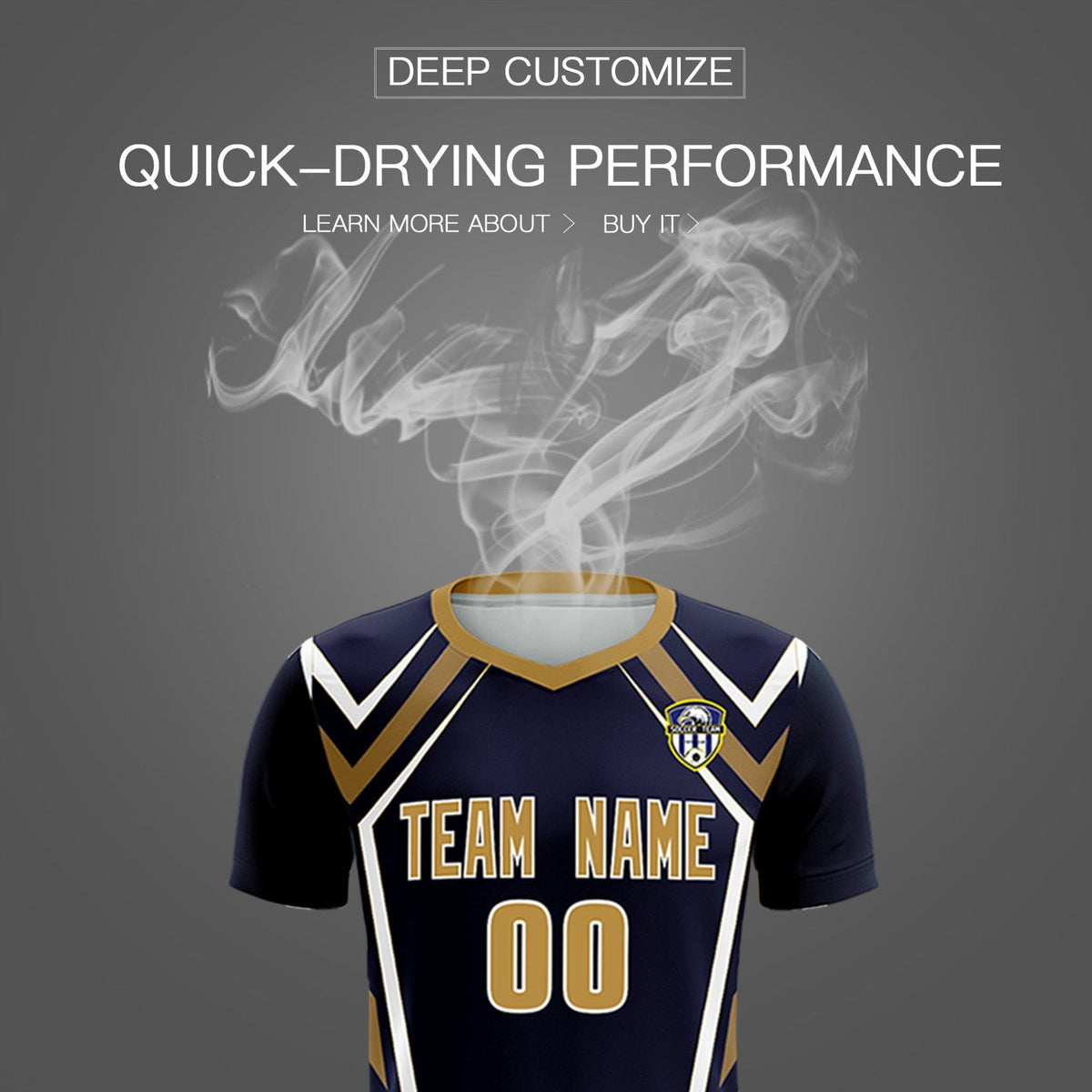 Custom Navy Abstract Breathable Soccer Tops/Sets Jersey