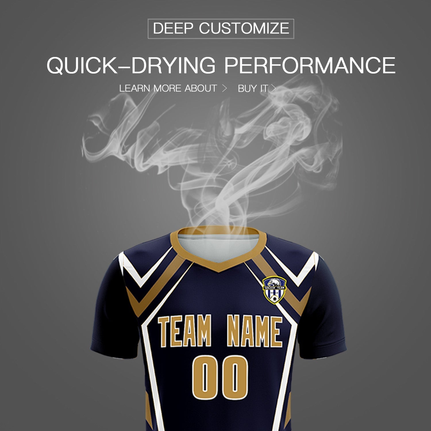 Custom Navy Abstract Breathable Soccer Tops/Sets Jersey