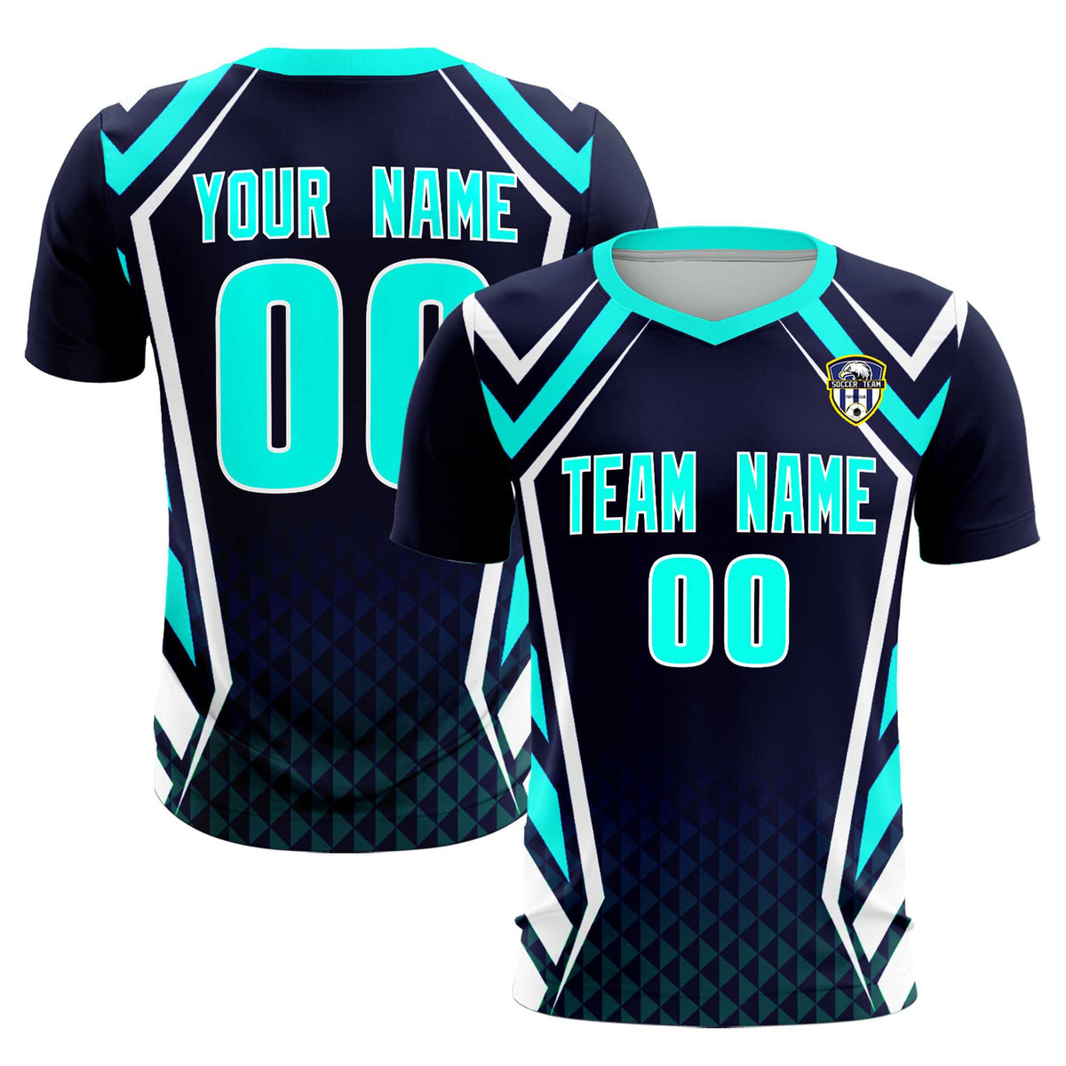 Custom Navy Abstract Breathable Soccer Tops/Sets Jersey