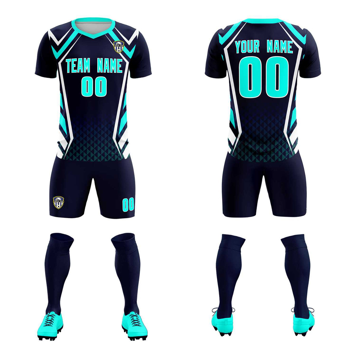Custom Navy Abstract Breathable Soccer Tops/Sets Jersey