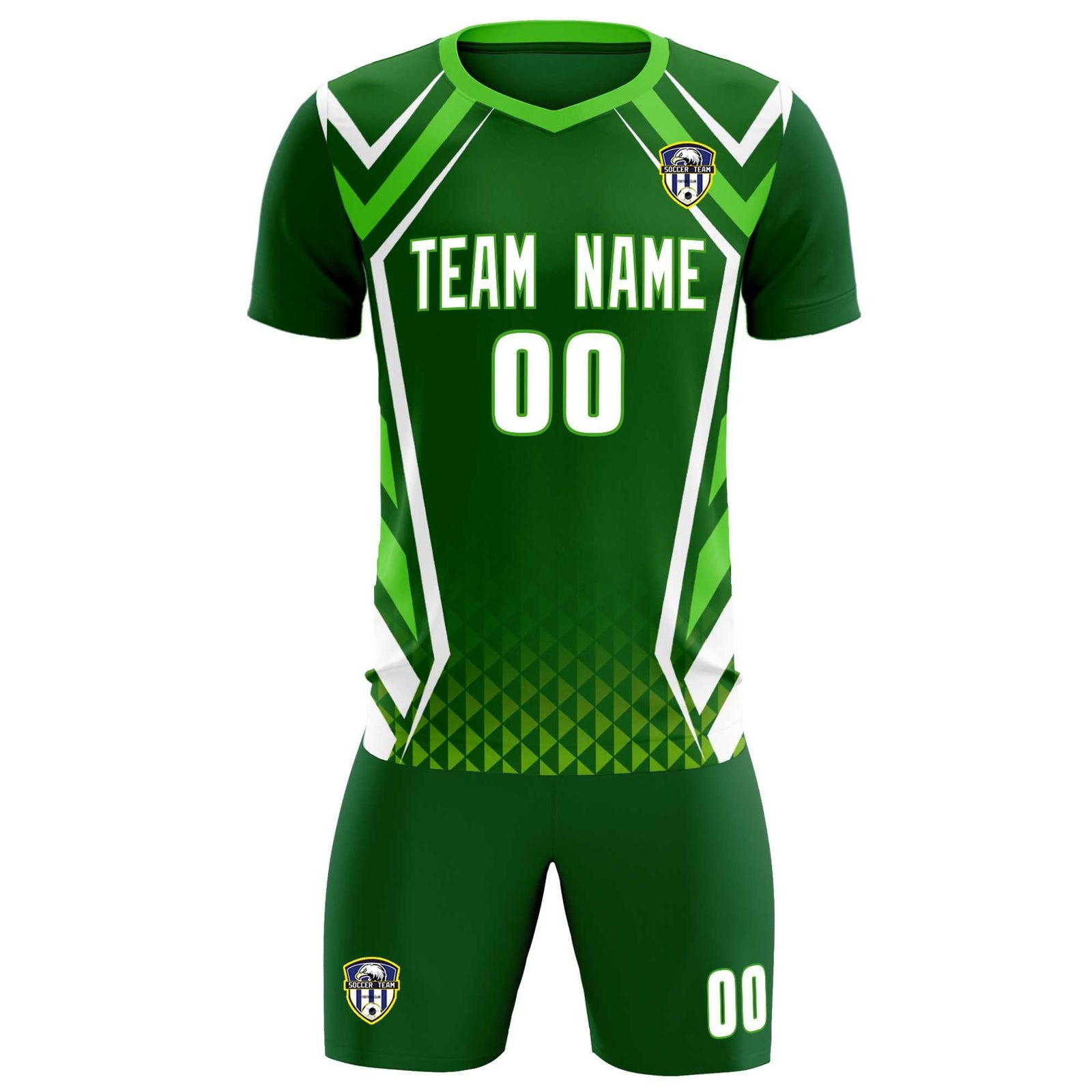 Custom Green Abstract Breathable Soccer Tops/Sets Jersey