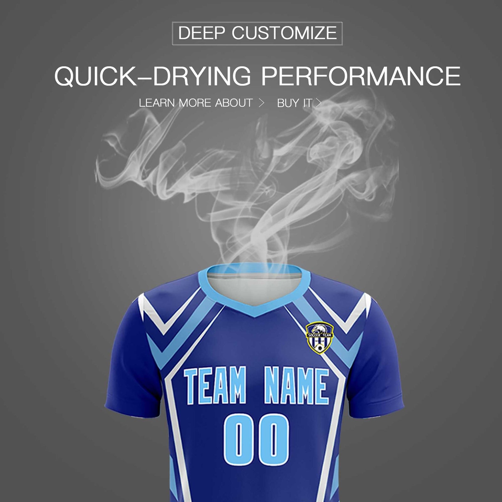 Custom Royal Abstract Breathable Soccer Tops/Sets Jersey