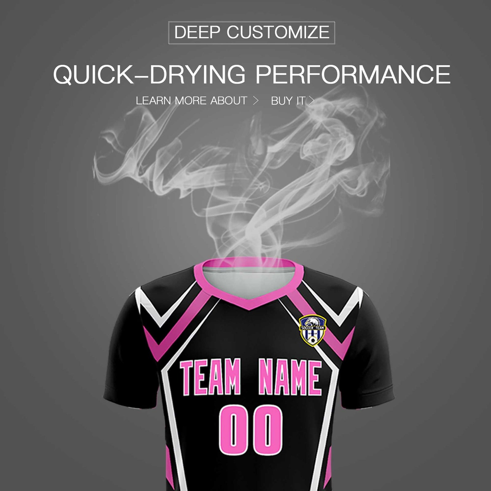 Custom Black Abstract Breathable Soccer Tops/Sets Jersey