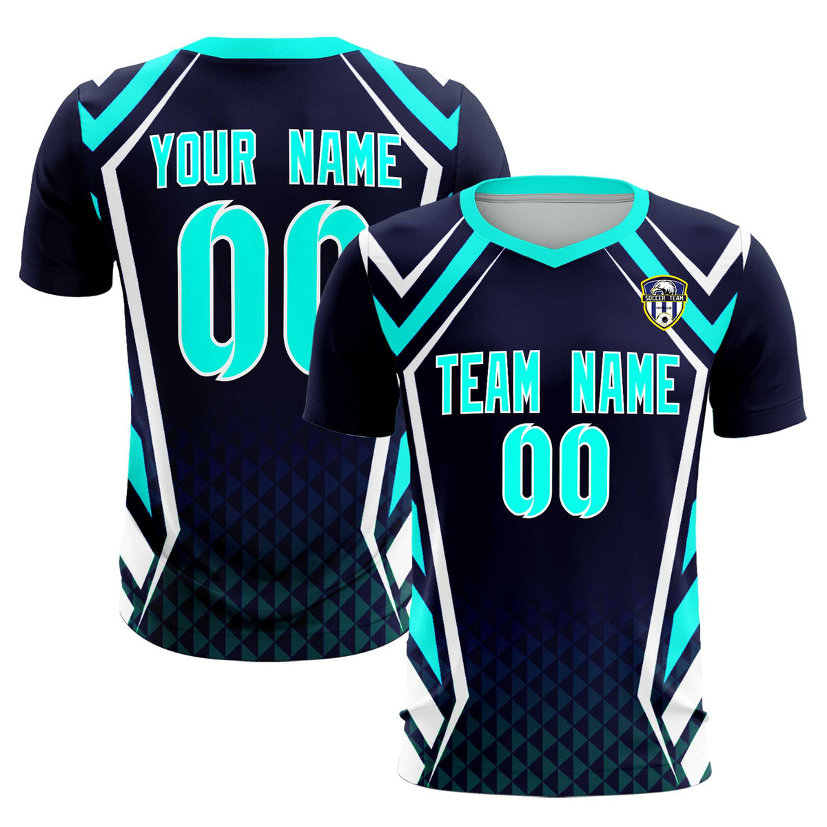 Custom Navy Abstract Breathable Soccer Tops/Sets Jersey