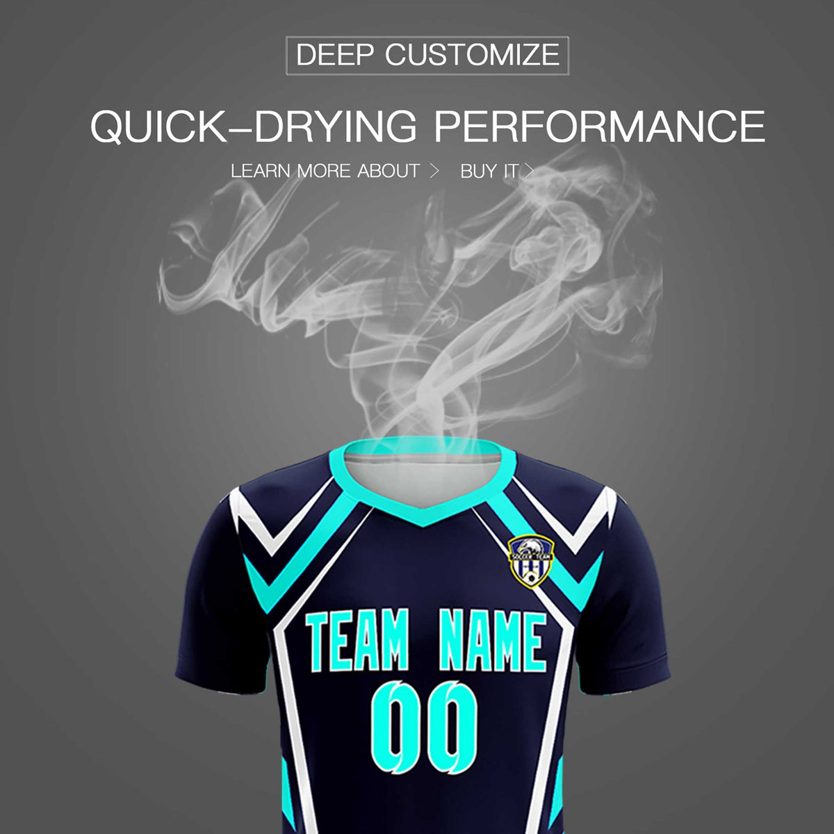 Custom Navy Abstract Breathable Soccer Tops/Sets Jersey