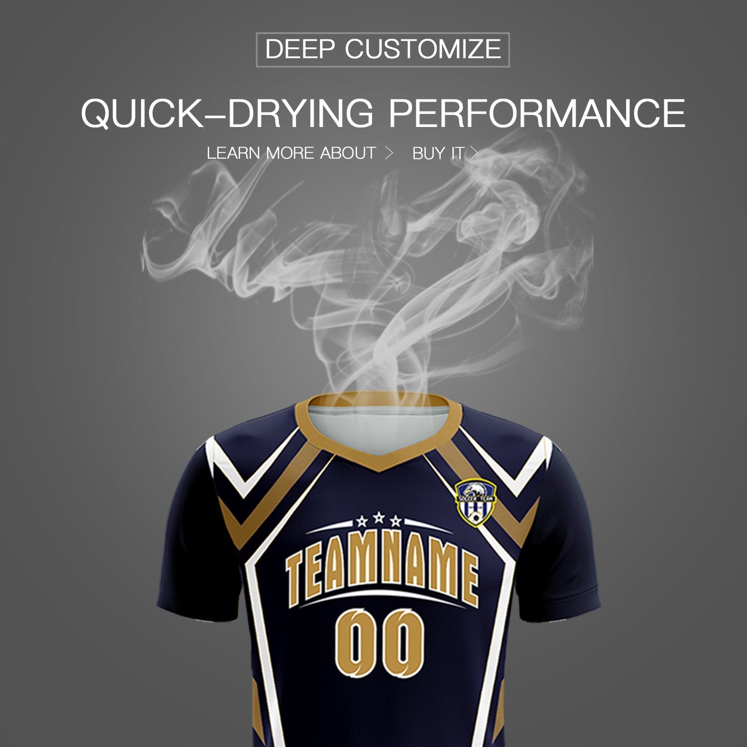 Custom Navy Abstract Breathable Soccer Tops/Sets Jersey