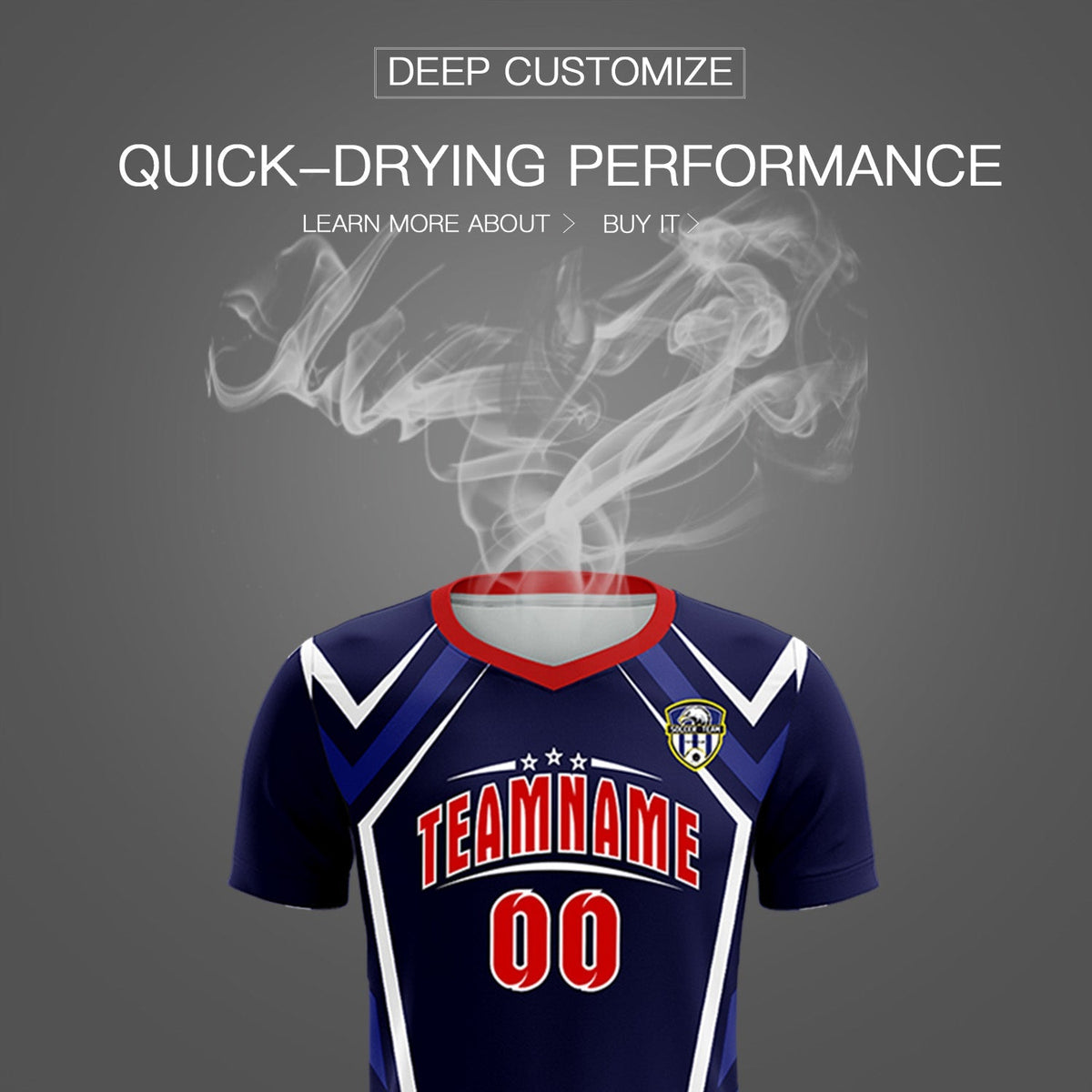 Custom Navy Abstract Breathable Soccer Tops/Sets Jersey