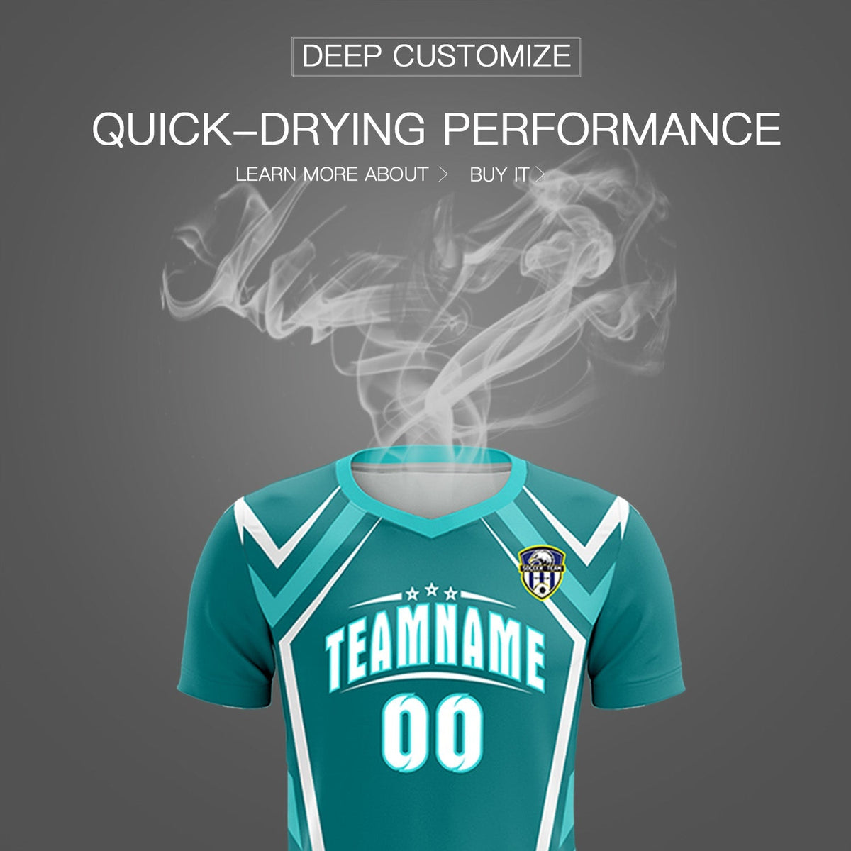 Custom Sky Blue Abstract Breathable Soccer Tops/Sets Jersey