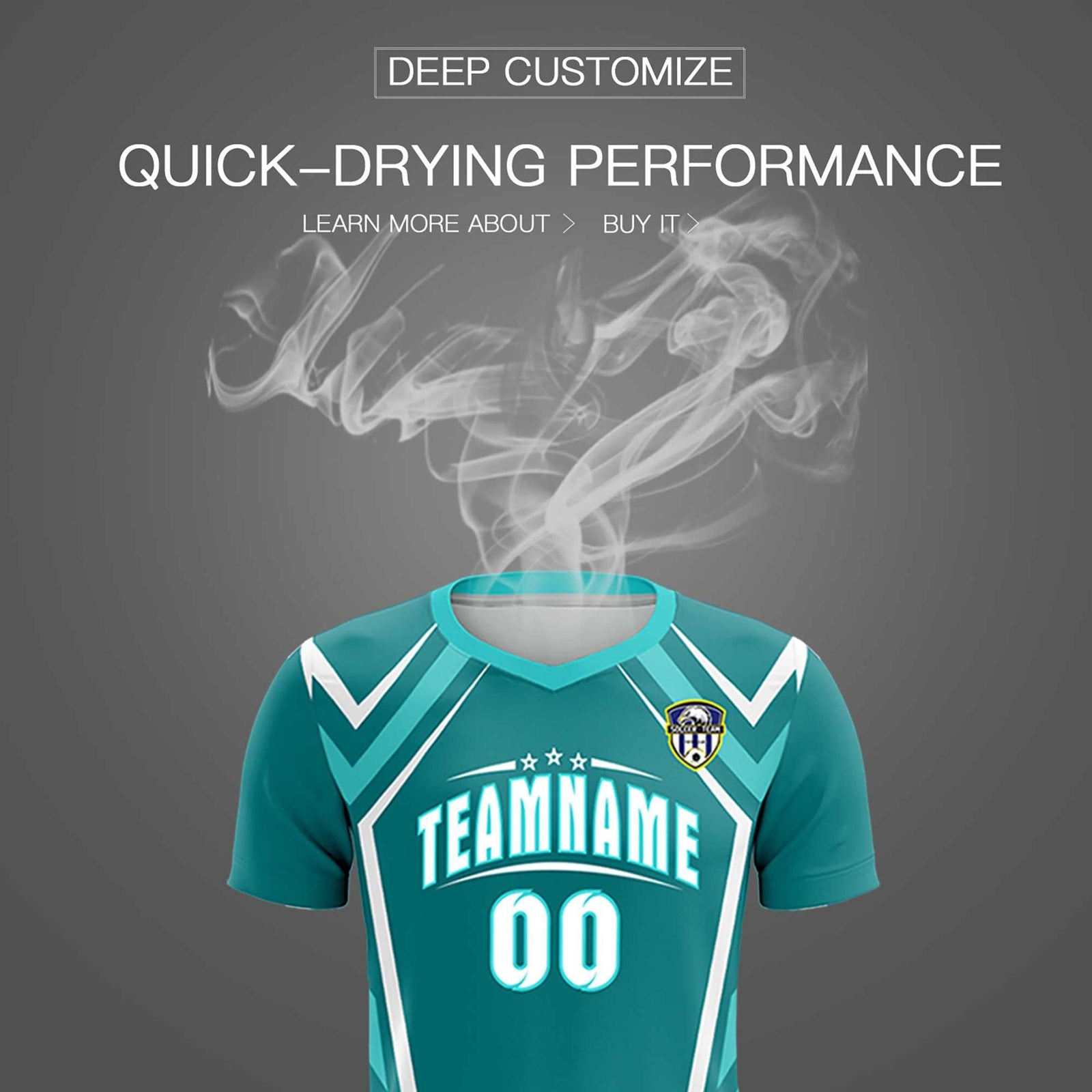 Custom Sky Blue Abstract Breathable Soccer Tops/Sets Jersey