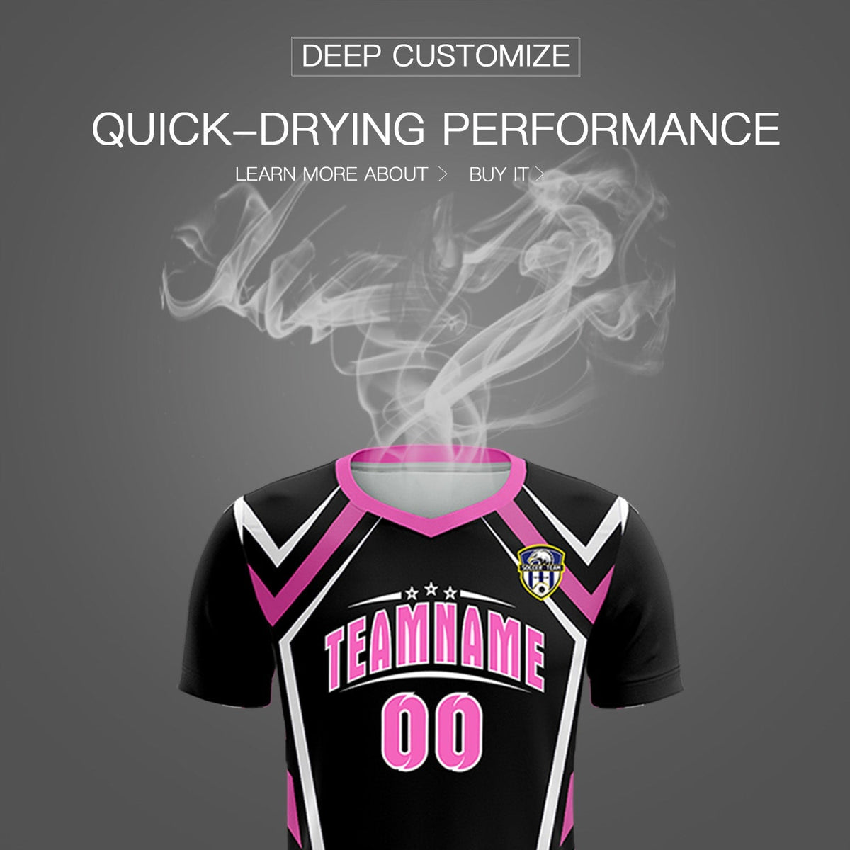 Custom Black Abstract Breathable Soccer Tops/Sets Jersey
