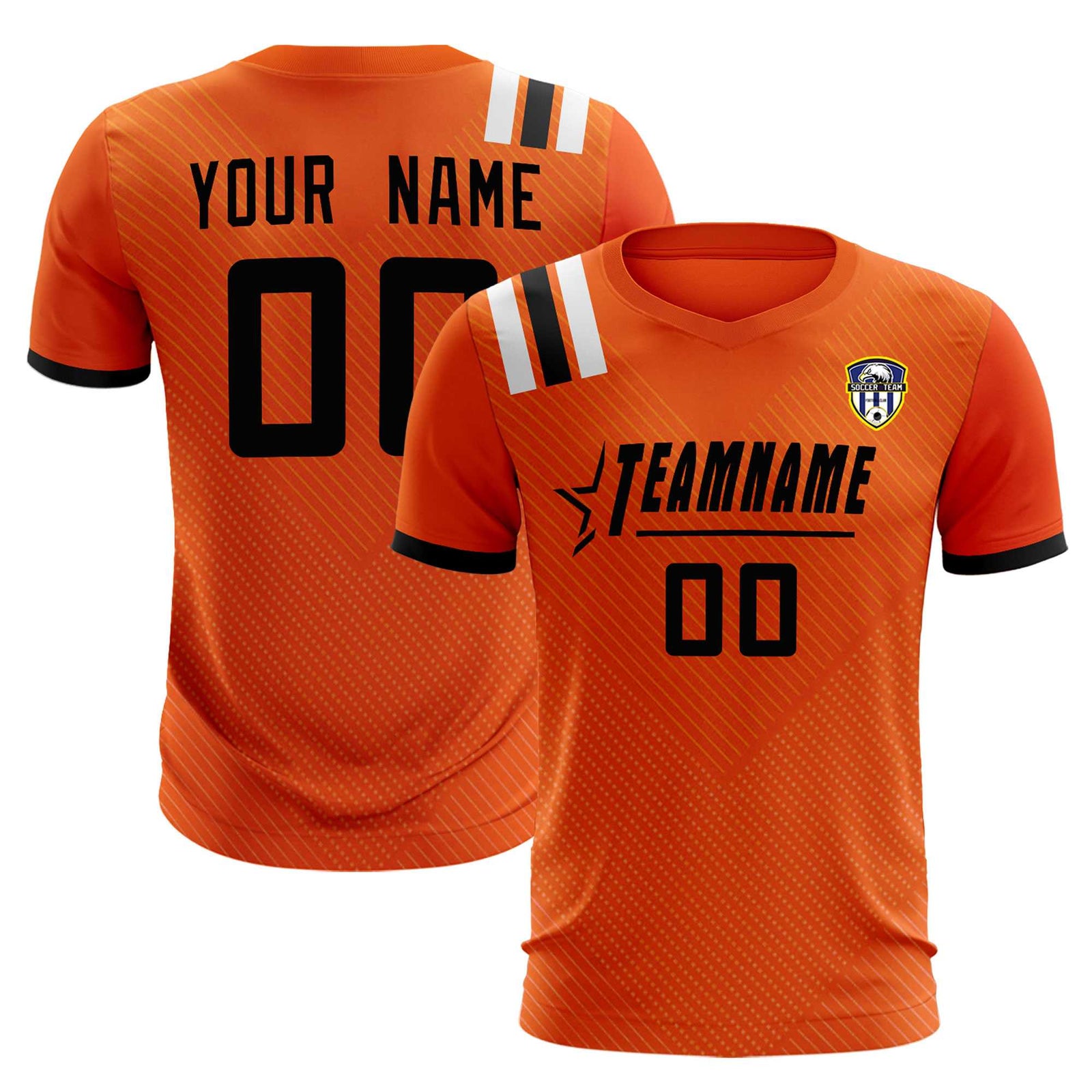 Custom Orange Striped Sportswear Soccer Tops/Sets Jersey For Adults