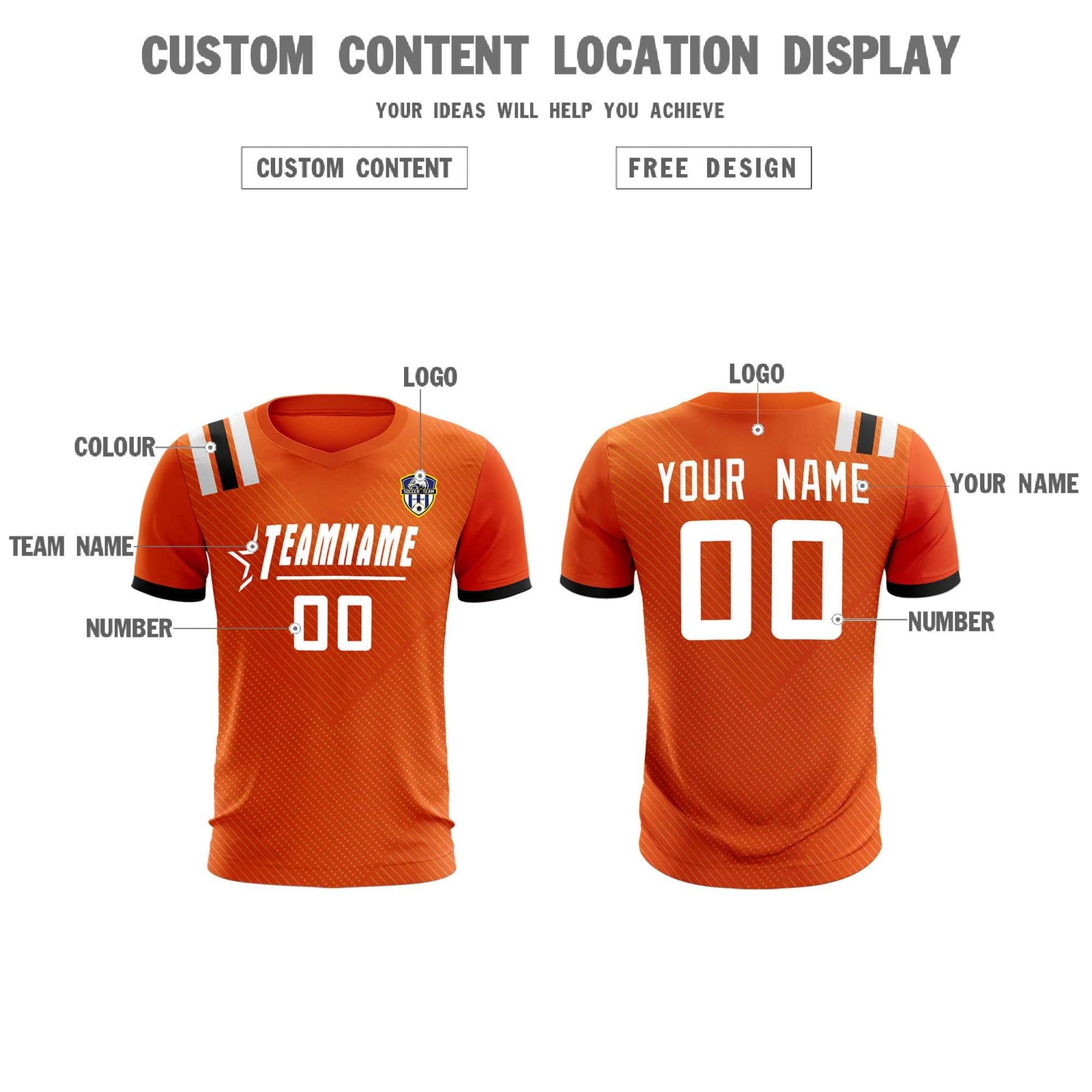Custom Orange Striped Sportswear Soccer Tops/Sets Jersey For Adults
