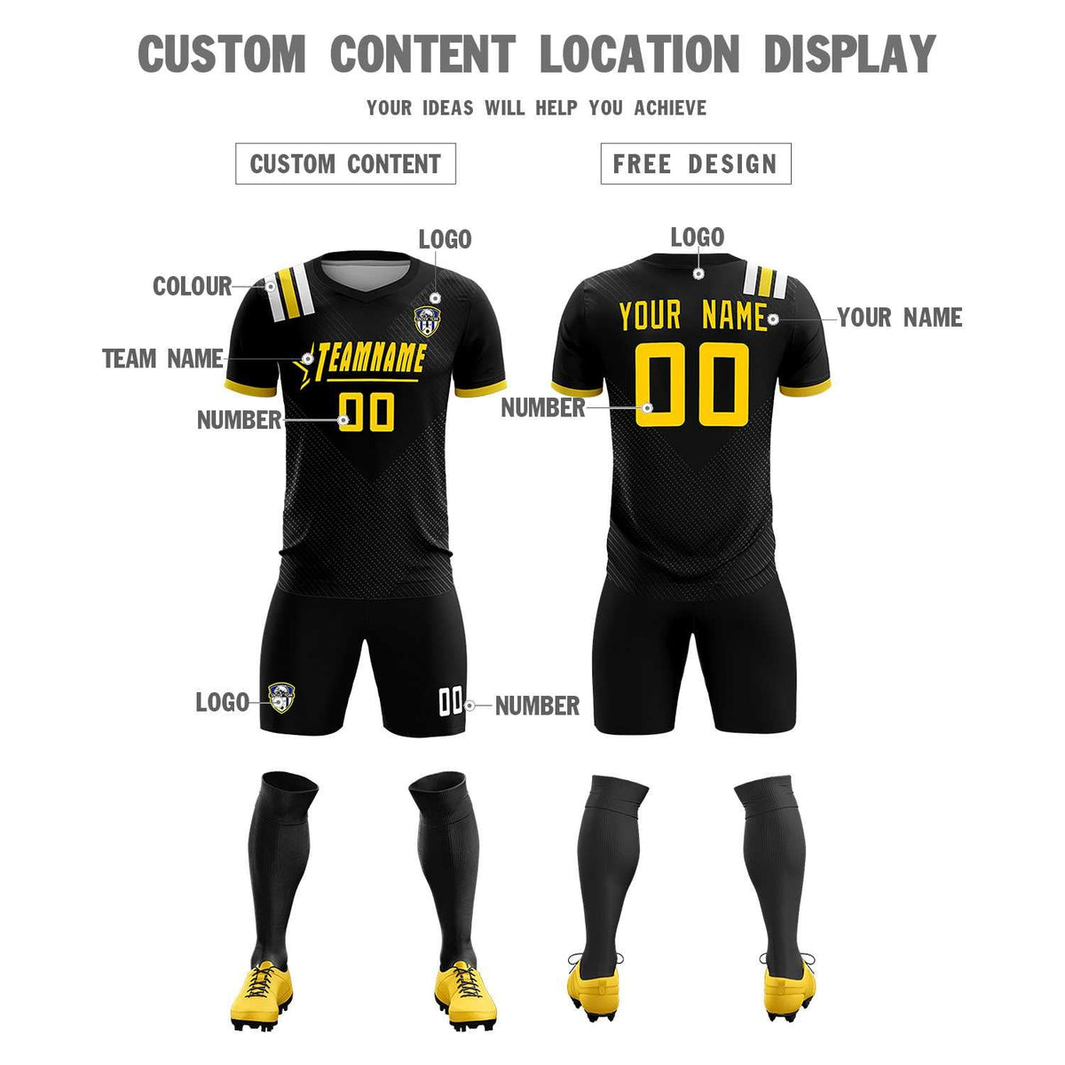 Custom Black Striped Sportswear Soccer Tops/Sets Jersey For Adults
