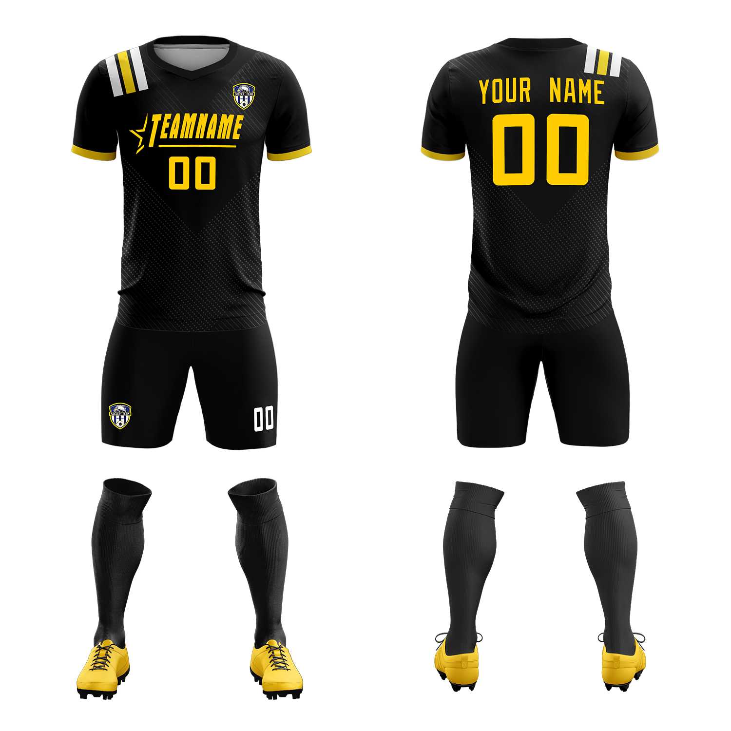 Custom Black Striped Sportswear Soccer Tops/Sets Jersey For Adults