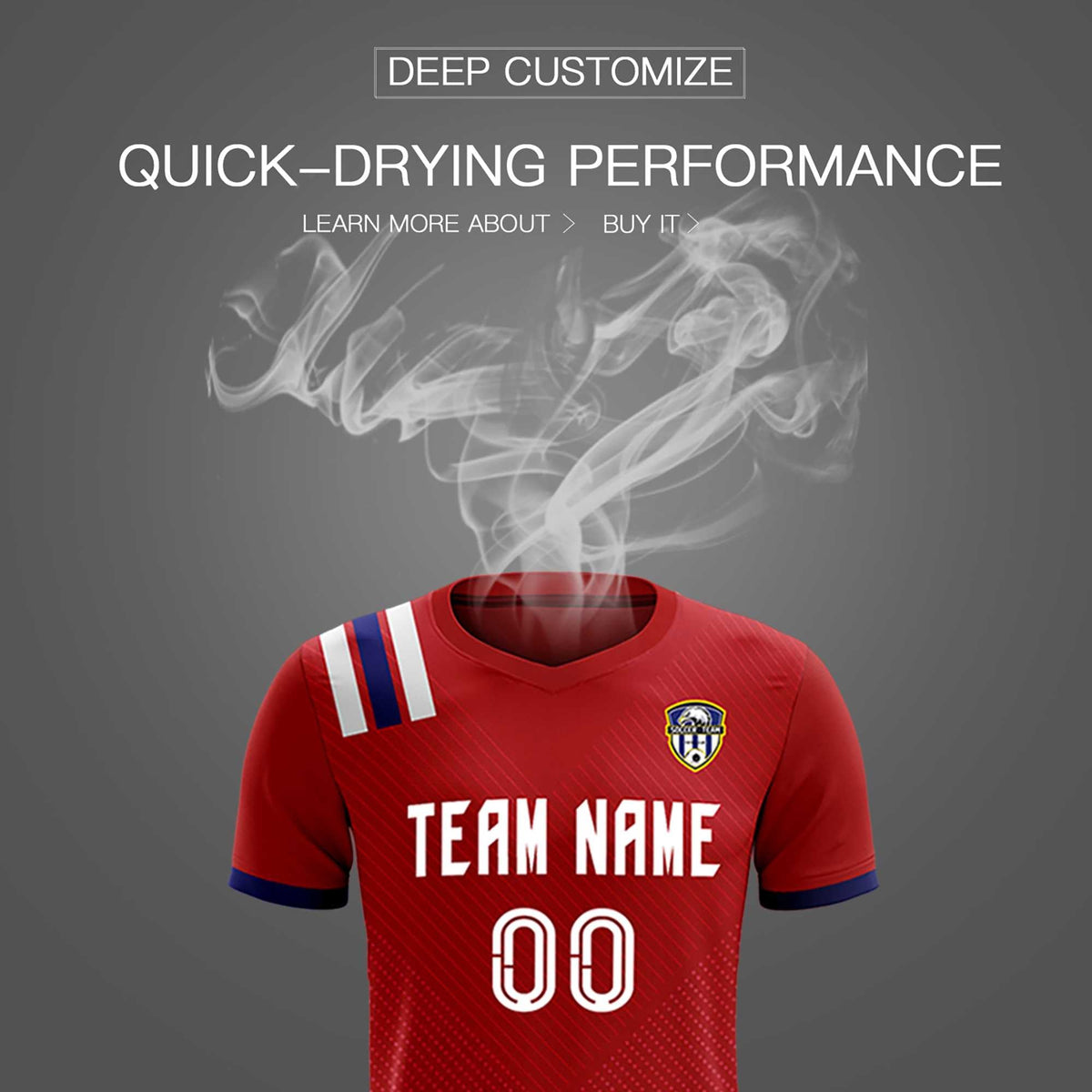 Custom Red Striped Sportswear Soccer Tops/Sets Jersey For Adults